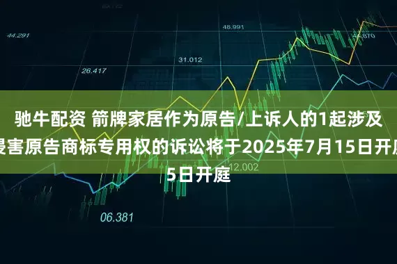 驰牛配资 箭牌家居作为原告/上诉人的1起涉及侵害原告商标专用权的诉讼将于2025年7月15日开庭